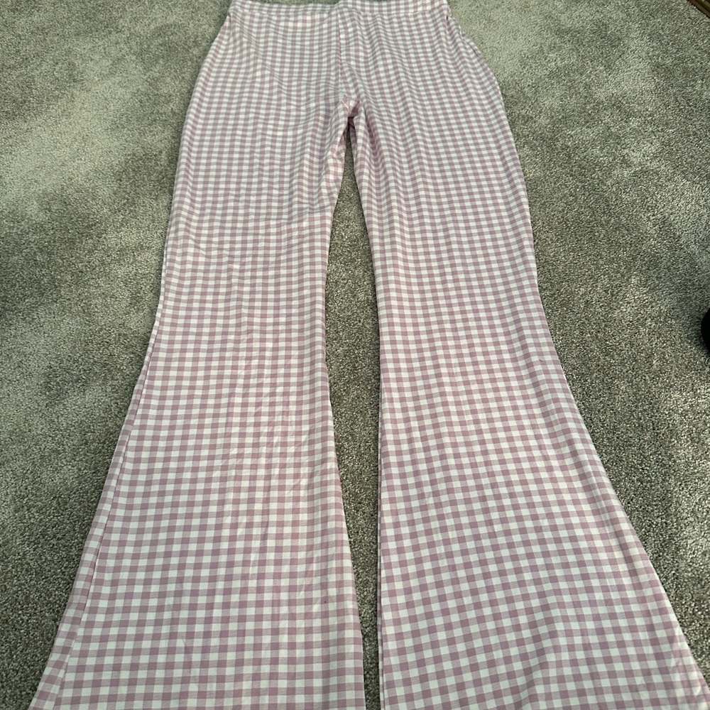 Asos design flare purple gingham women size 8 pants